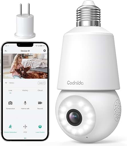 Cámara de vigilancia WiFi con visión nocturna y grabación continua para exteriores/interiores.