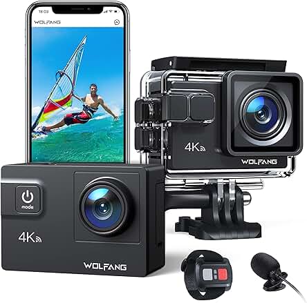 Cámara Deportiva 4K WiFi con Micrófono Dual, Control Remoto y Baterías Extra