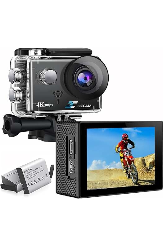 Cámara Deportiva 4K WiFi Sumergible 131 pies con Baterías y Bolsa de Accesorios