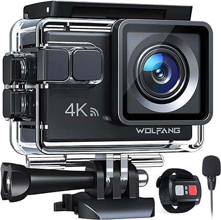 Cámara Deportiva WOLFANG GA100 - 4K, WiFi, 20MP, EIS Antivibración, Buceo 40M