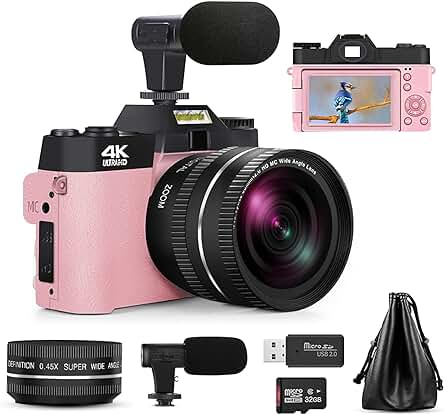 Cámara digital 4K: Captura imágenes y videos de alta calidad con esta cámara vlogging profesional.