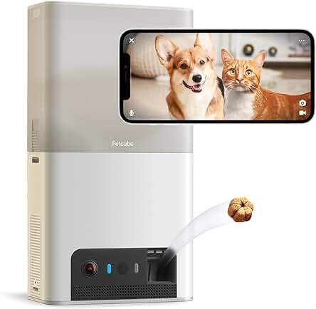 Cámara Interactiva para Mascotas con WiFi, Dispensador de Alimento y Video Vigilancia de Perros y Gatos.