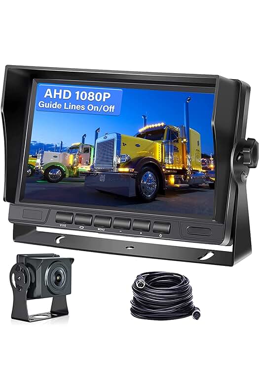 Cámara trasera de coche con visión nocturna HD y monitor de 7 pulgadas.