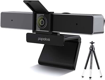 Cámara web 2K con micrófono estéreo y trípode, perfecta para video chat y grabación.