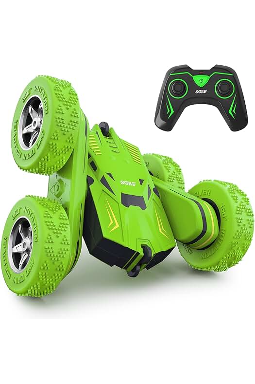 Coche Acrobático de Juguete SGILE RC, Radiocontrol de Carga Directa y Rotación 360 Grados, Verde