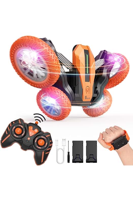 Coche RC Acrobático con Música y Luces LED, Regalo Navidad para Niños de 6 a 12 Años.
