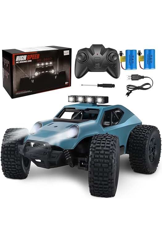 Coche teledirigido: Divertido juguete RC con batería recargable y faros LED. El regalo perfecto para niños.