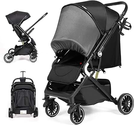Cochecito de bebé plegable y ligero con asiento ajustable y sombrilla - AOODIL