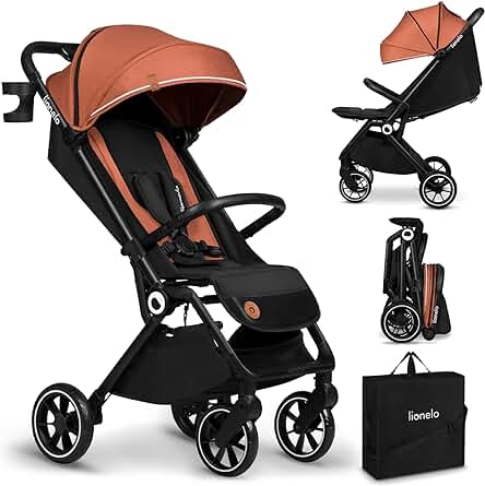 Cochecito plegable LIONELO Cloe: ligero, resistente y cómodo para el paseo de tu bebé.
