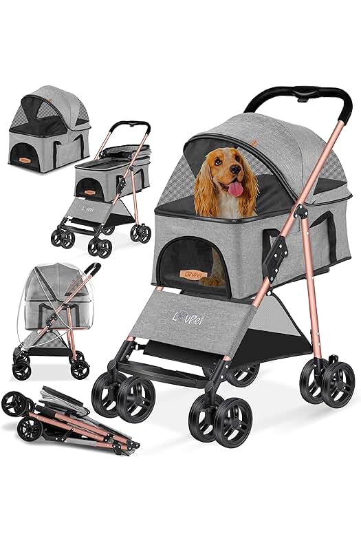 Cochecito plegable Lovpet® para perros, hasta 20 kg, con ventanas de malla y cubierta de protección