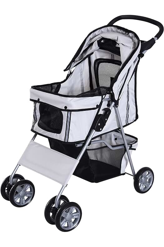 Cochecito plegable para mascotas con almacenamiento y portavasos - PawHut