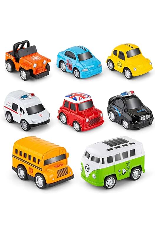 Coches de juguete metálicos de fricción para niños de 3 a 12 años.