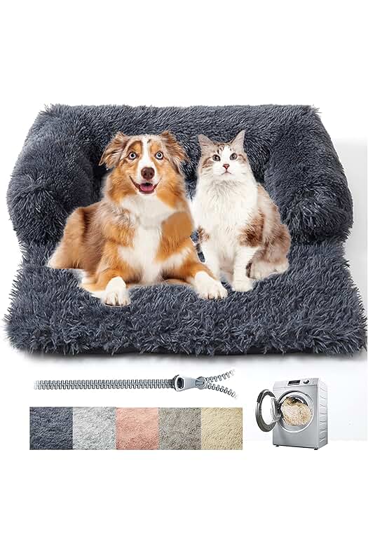 Cojín para perro y caseta para perros grandes de felpa extendida y espuma de memoria.