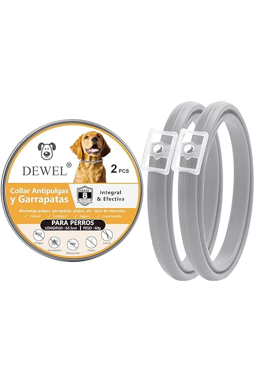 Collar antiparasitario impermeable para perros, protección de 8 meses contra pulgas y garrapatas