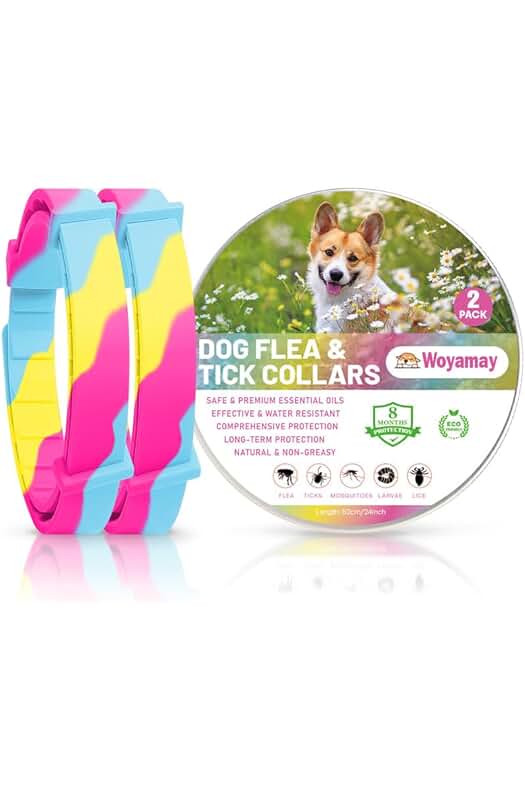Collar Antiparasitario para Perros, Protección Duradera contra Pulgas y Garrapatas, Iridiscente, 2 Pcs