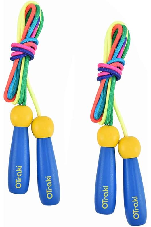 Comba Saltar para Niños con Mango de Madera y Cuerda de Algodón Vistosa.