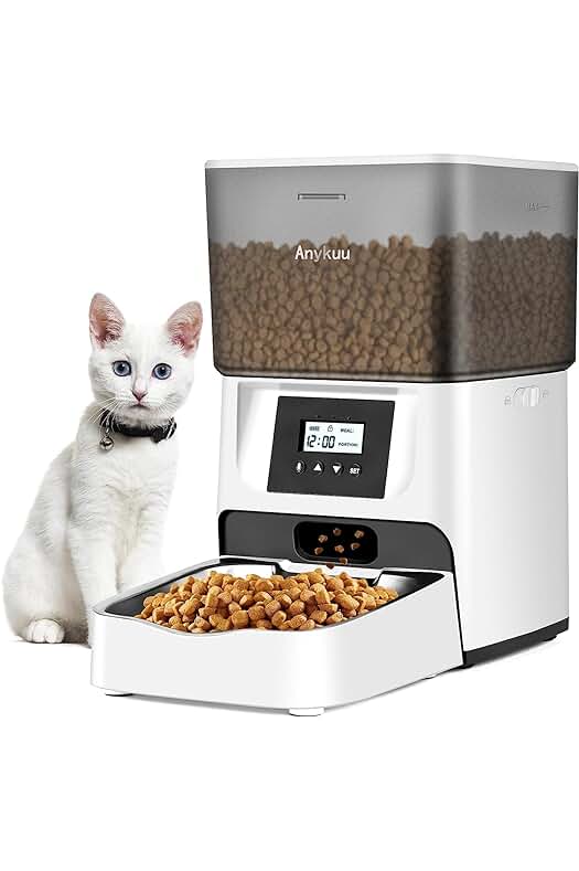 Comedero Automático para Gatos: Anykuu 4L - Temporizador, Grabación de Voz, Comidas Programables.