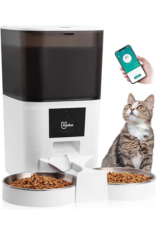 Comedero automático para gatos con control remoto de aplicaciones, dispensador de 6L.