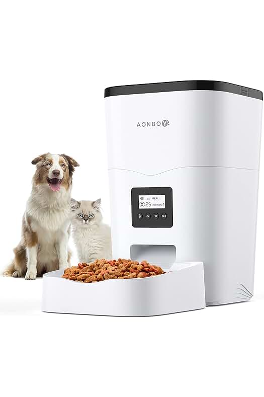 Comedero automático para gatos con grabación de voz y control de tiempo.