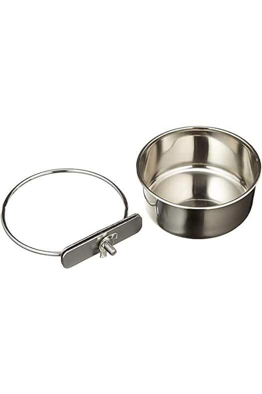 Comedero de Acero Inoxidable para Loros con palomita - Accesorio de Alimentación para Aves.