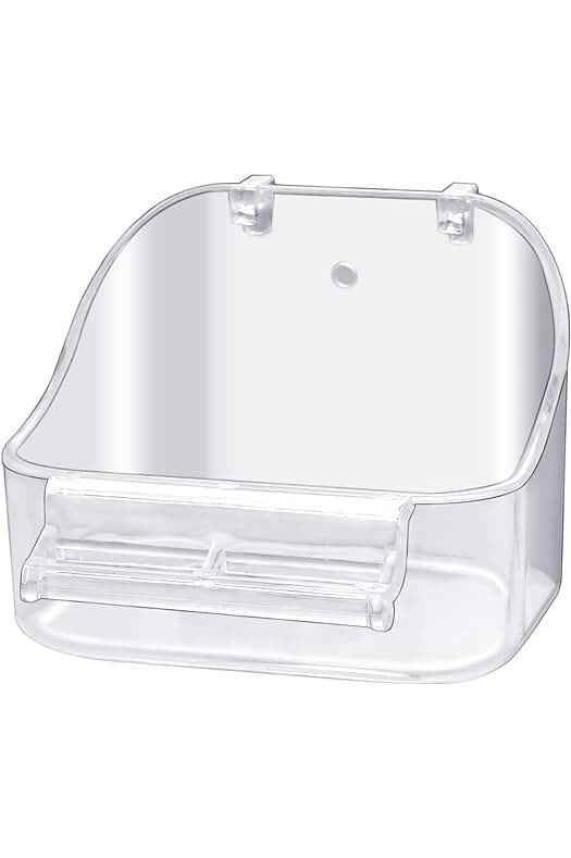 Comedero transparente para pájaros - Accesorio de baño y alimentación para pájaros colgante