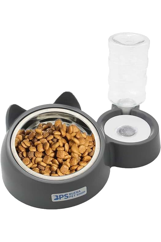 Comedero y Bebedero Automático para Gatos y Perros - Dispensador Antisalpicaduras BPS-5720 (Tamaño M/L)