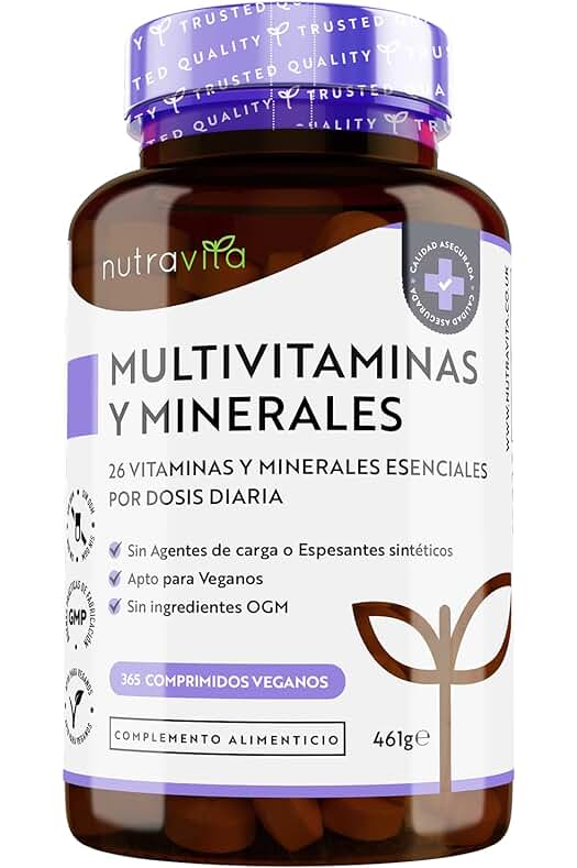 Complejo vitamínico vegano con 365 comprimidos - Nutravita Multivitaminas y Minerales