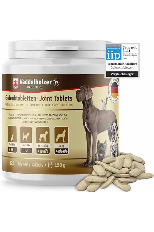 Comprimidos condroprotectores para perros, fortalece las articulaciones, fabricados en Alemania, 125 cápsulas con ingredientes naturales.