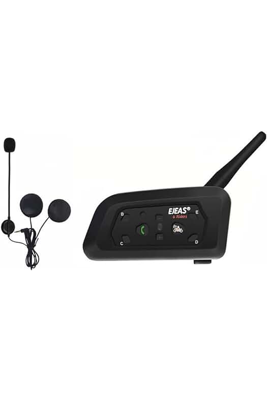 Comunicador Bluetooth para Motocicletas EJEAS V6 Pro - Hasta 6 Jinetes, Impermeable (1 Paquete)