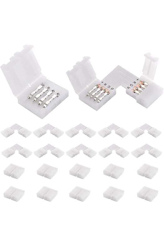 Conectores LED RGB en forma de L para tira LED multicolor SMD 5050 (20 unidades)