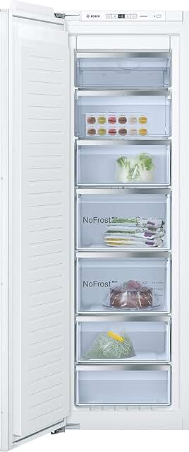 Congelador vertical integrable Bosch Serie | 6 GIN81AEF0 - Eficiencia y capacidad en un diseño blanco.