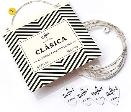 Conjunto completo de cuerdas de nailon premium para guitarra clásica y acústica (lote de 6 cuerdas)