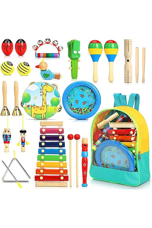 Conjunto de 24 Juguetes Musicales de Madera para Bebés y Niños, Regalos Educativos de Navidad