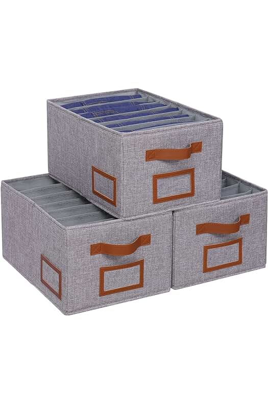 Conjunto de 3 cajas plegables para almacenamiento de ropa, organizador de armario con 7 compartimentos