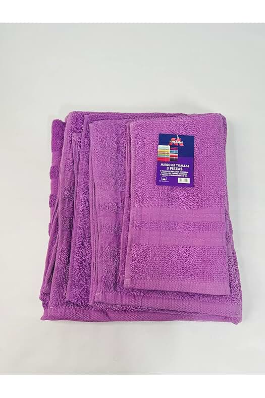Conjunto de 3 Toallas de Algodón - Suavidad y Absorción Garantizadas (Color Lila)