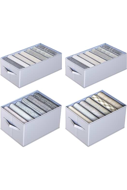 Conjunto de 4 Organizadores de Ropa para Armario - Almacenamiento Plegable y Separadores de Cajones.