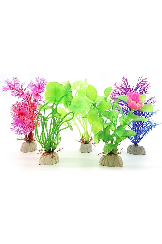 Conjunto de 5 plantas de acuario coloridas para decorar tus acuarios y terrarios