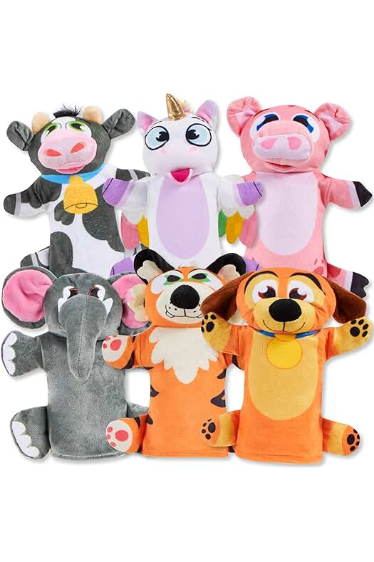 Conjunto de 6 títeres de mano de animales JOYIN para niños y fiestas.