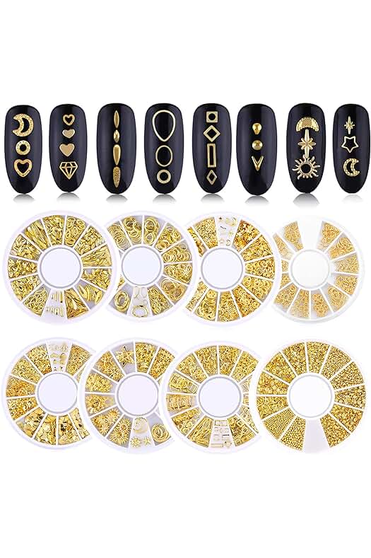 Conjunto de 8 cajas de purpurina para decoración de uñas con diseños de sirena y estrella de mar