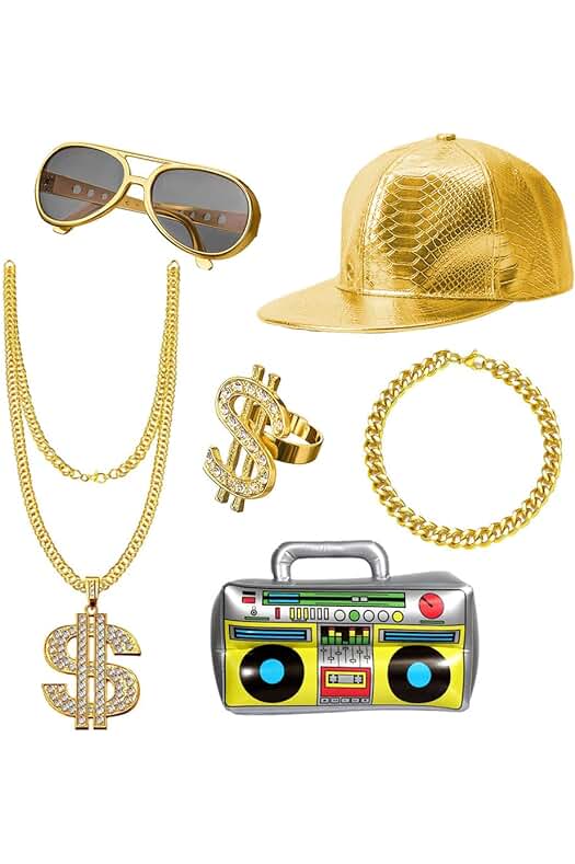 Conjunto de Accesorios de Hip Hop Retro para Disfraces de los 80s/90s