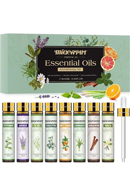Conjunto de Aceites Esenciales Naturales de Aromaterapia para Humidificador y Difusor de Aromas.