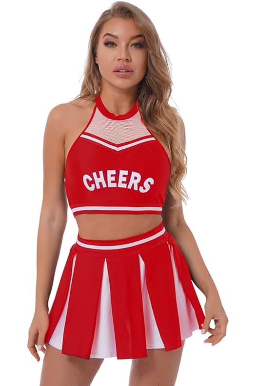 Conjunto de Animadora para Mujer: Crop Top, Falda Plisada y Medias - Disfraz de Fiesta