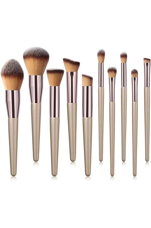 Conjunto de Brochas de Maquillaje Profesional de 10 piezas para un acabado impecable.