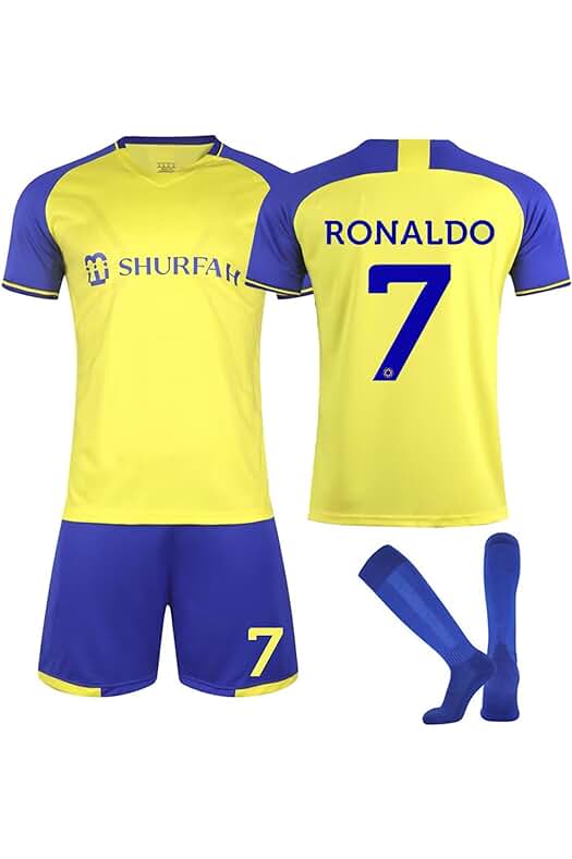 Conjunto de Camiseta de Futbol para Niños del Club Al Nassr/Portugal con Pantalones Cortos y Calcetines.