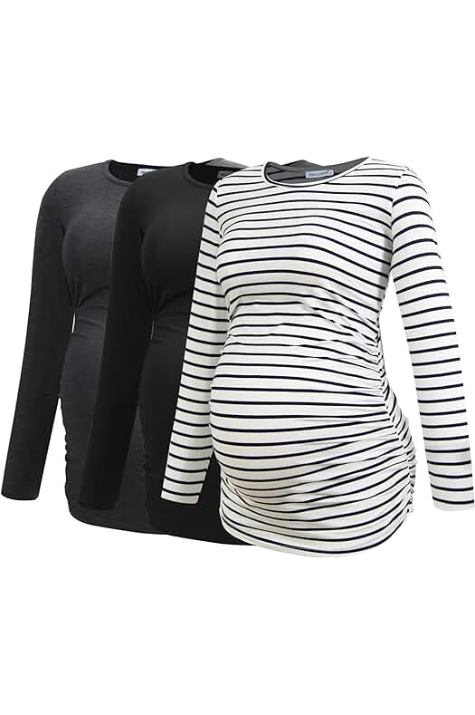Conjunto de camisetas premamá de manga larga para mujeres: estilo y comodidad durante el embarazo