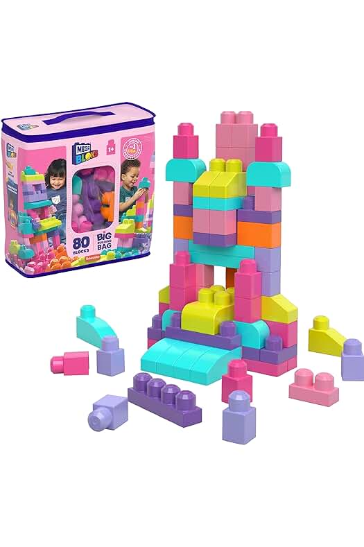 Conjunto de Construcciones Rosa Mattel MEGA Bloks, Juguete Educativo para Bebés +1 Año.
