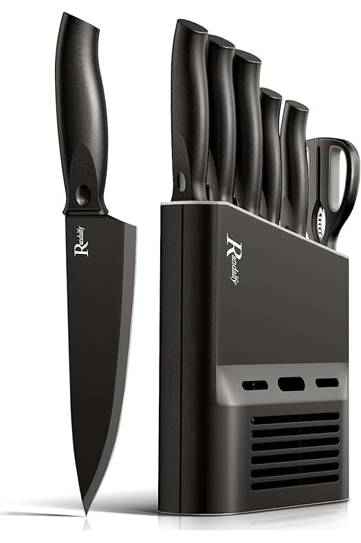 Conjunto de Cuchillos de Cocina de Alta Calidad con Mango Ergonómico - Negro.