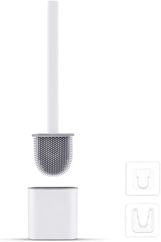 Conjunto de Escobilla y Soporte para WC Ibergrif M34151-3, Blanco de Silicona