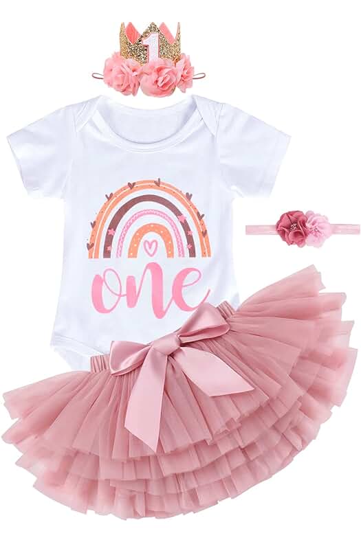 Conjunto de Fiesta de Cumpleaños para Bebé Niña de 1 Año, Ropa y Accesorios Adorables