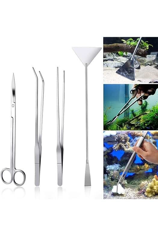 Conjunto de Herramientas de Aquascaping para Acuario de Acero Inoxidable Czemo - Pinzas, Tijera, Espátula.
